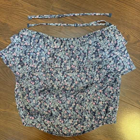 INC Silk Removable Strap Ruffle Tank Floral Top Size 6 Blue Pink Purple White - Picture 5 of 10